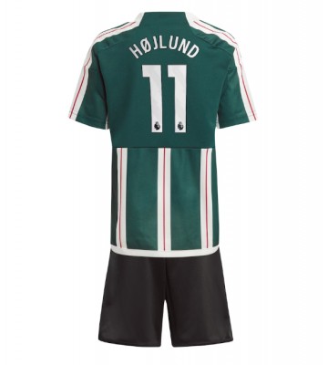 Manchester United Rasmus Hojlund #11 Segunda Equipación Niños 2023-24 Manga Corta (+ Pantalones cortos)